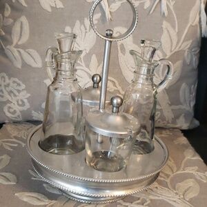 Vintage Aluminum Cruet Condiment Caddy Spinning by Buenilum
